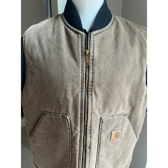 Vtg Carhartt brown duck canvas Quilted vest size XL - Picture 3 of 7